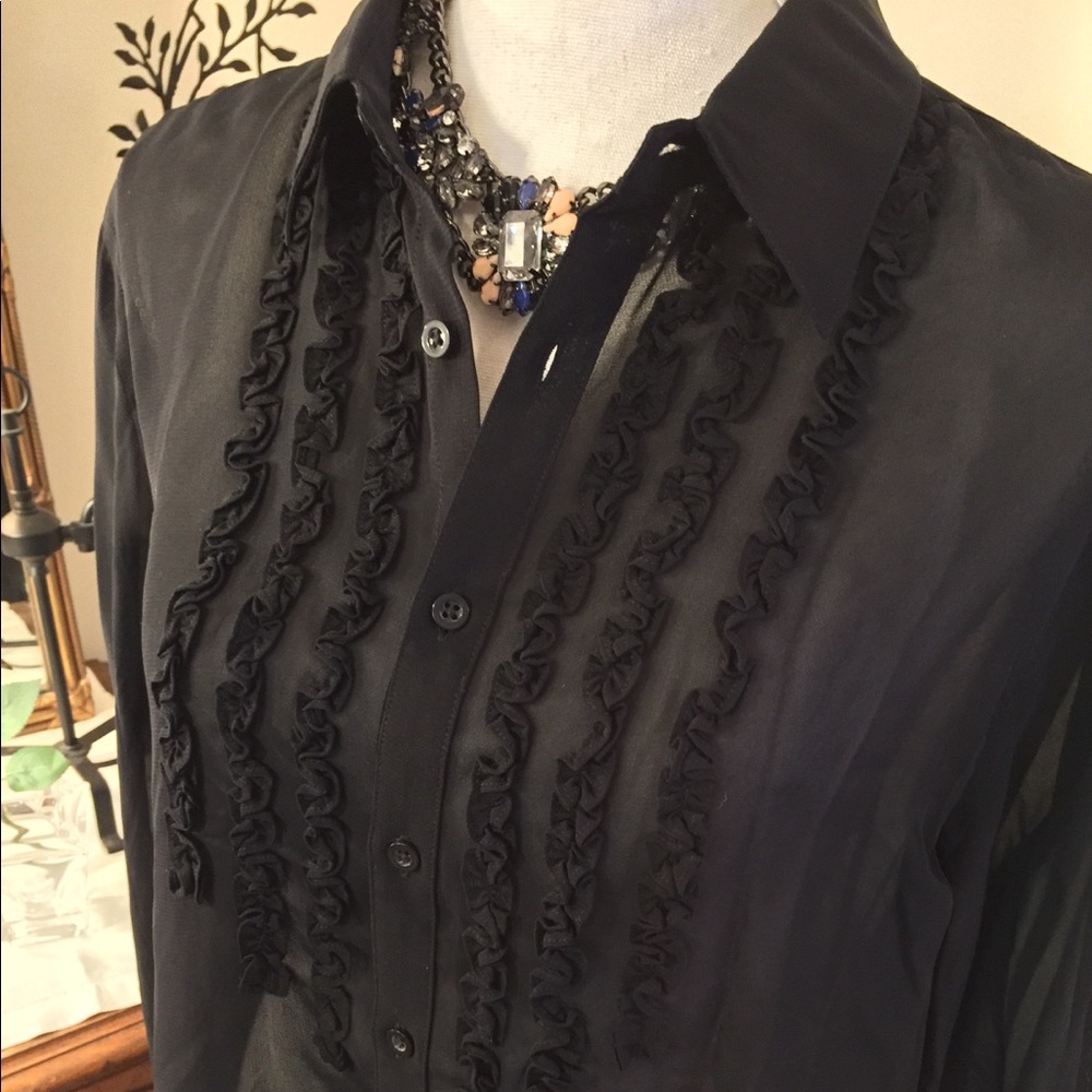 Ralph Lauren Black Ruffled Blouse